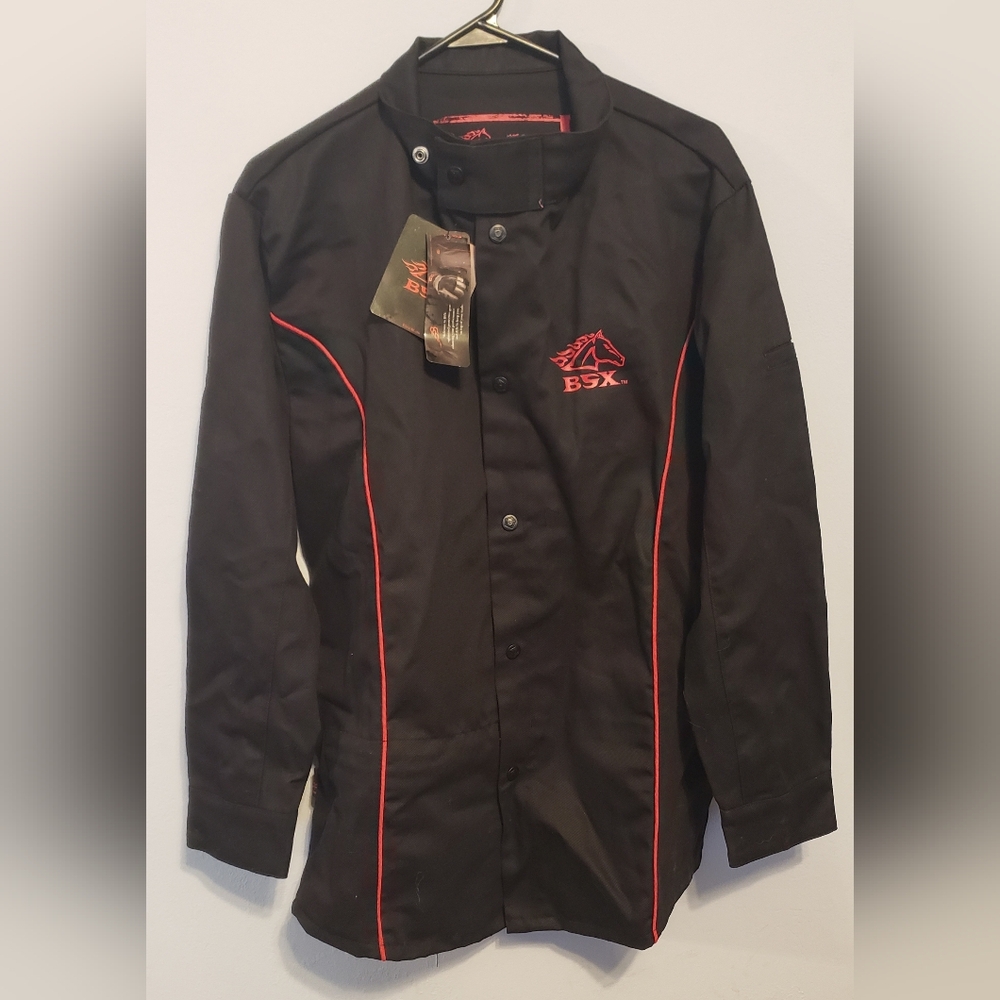 BSX Black Stallion Extreme 9oz Black w/Red FR Cotton Welding Jacket BX9C